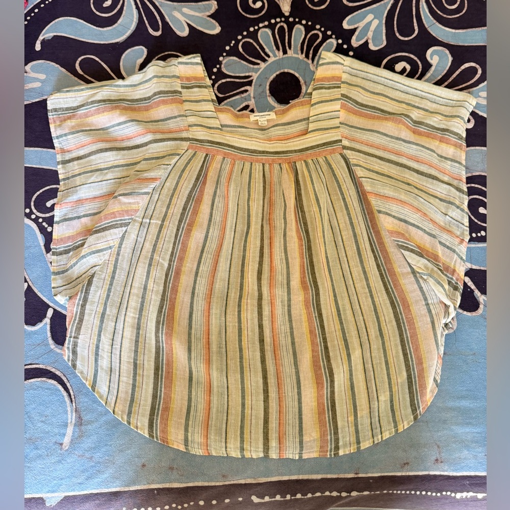 Beach Lunch Lounge Linen Stripe Blouse